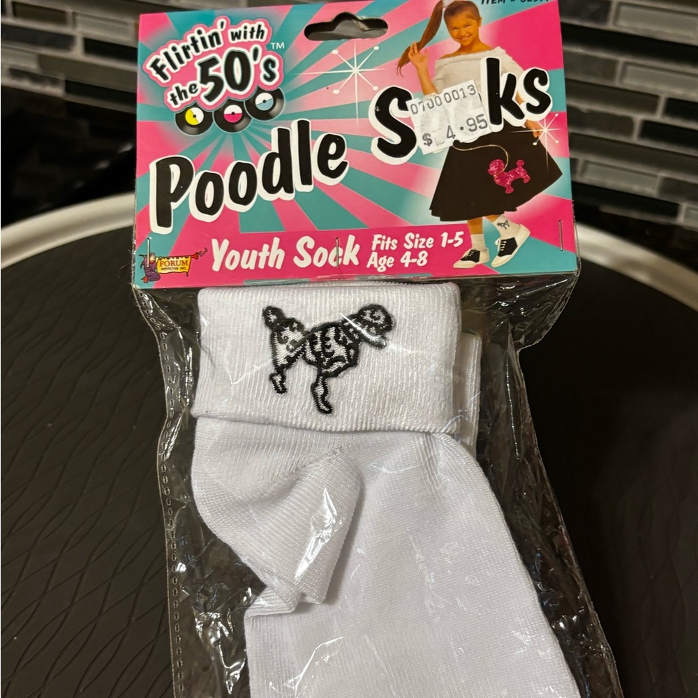 NWT In bag Youth White Poodle Socks 50’s Style